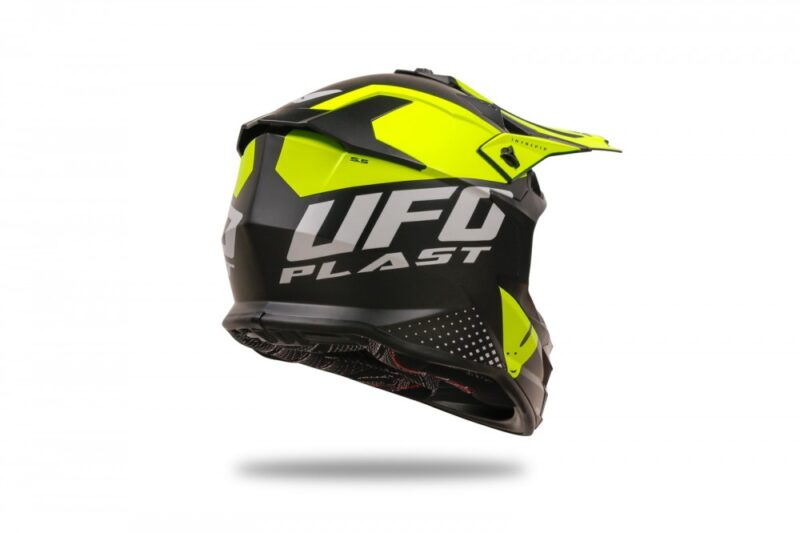 Helmetë Motocross Intrepid e zezë dhe e verdhë neoni