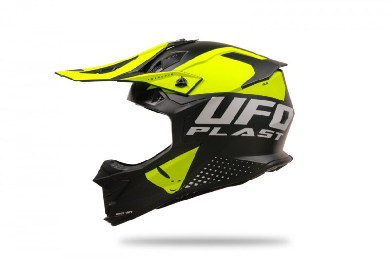 Helmetë Motocross Intrepid e zezë dhe e verdhë neoni