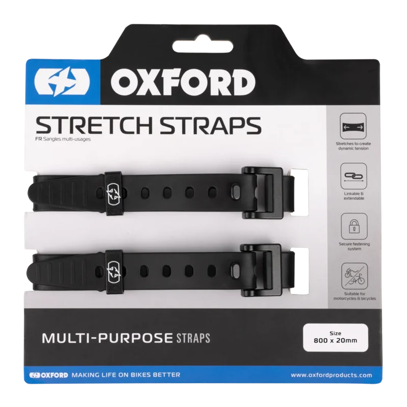 Oxford Stretch straps 20mm x 80cm Black (Pair)